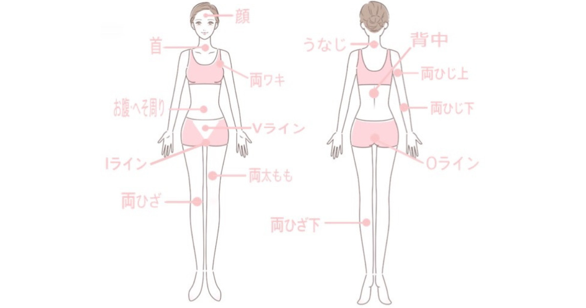 品川美容外科の脱毛可能部位